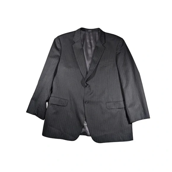 Jones New York Men's 50L Dark Gray Pinstripe 100% Wool Two-Button Suit Jacket - Picture 1 of 6